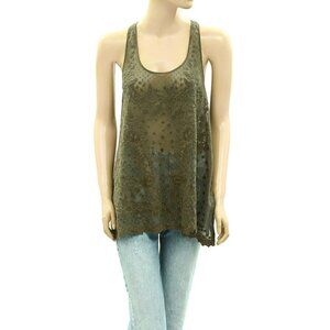 High Use Mesh Embroidered Tunic Tank Top Sheer Lace Swiss Dot Cover Up S